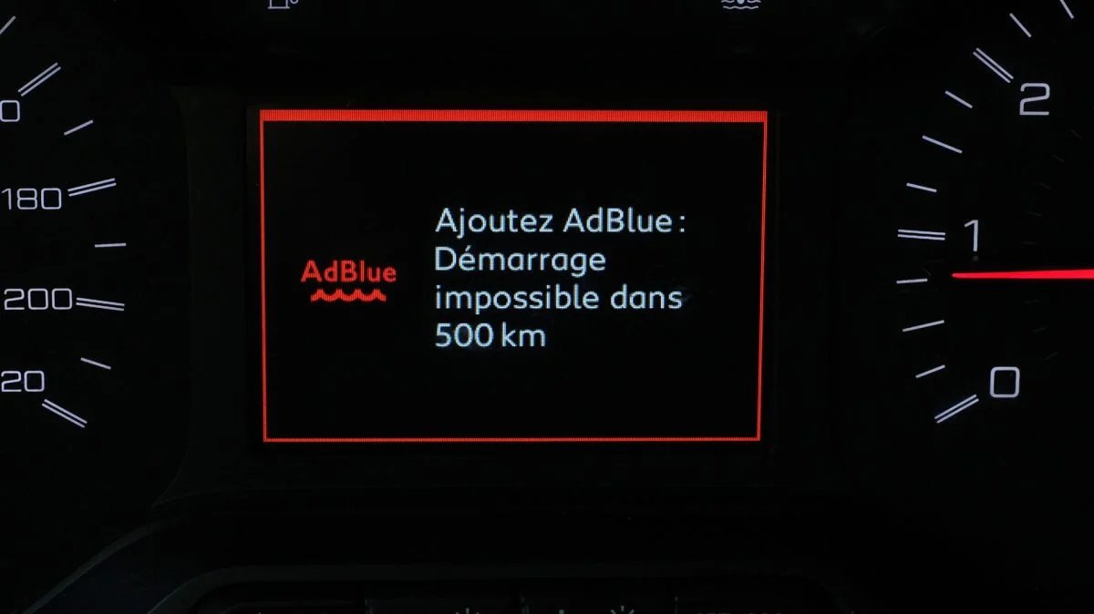 Alerte AdBlue sur tableau de bord